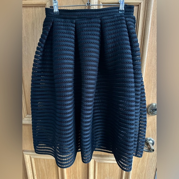 Maje Dresses & Skirts - Maje Black A-Line Perforated Skirt Size 3 (S) | High Waist Circle Midi